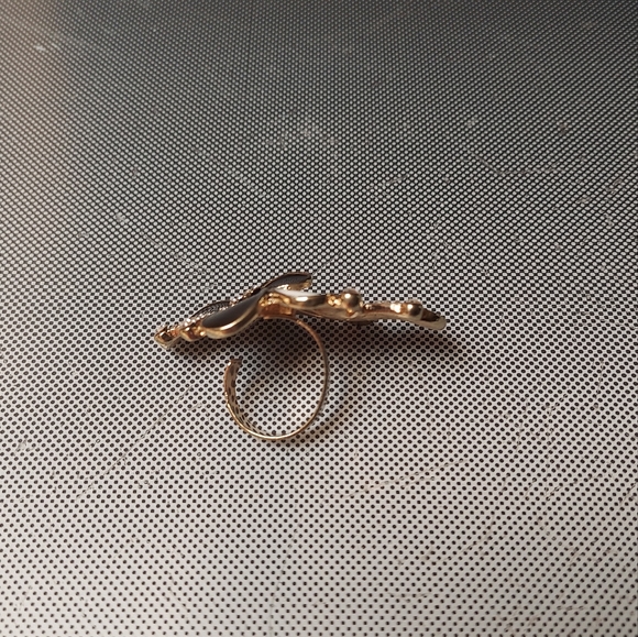 Enamel black white butterfly ring adjustable - Picture 2 of 3